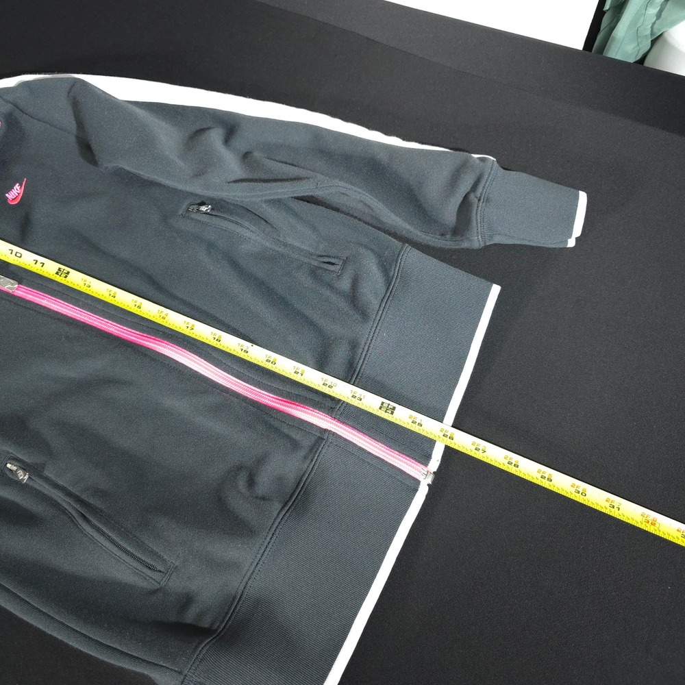 Nike Track Jacket Men M Grey White Pink 370397-060 Full Zip Mock Neck Striped - Picture 3 of 10